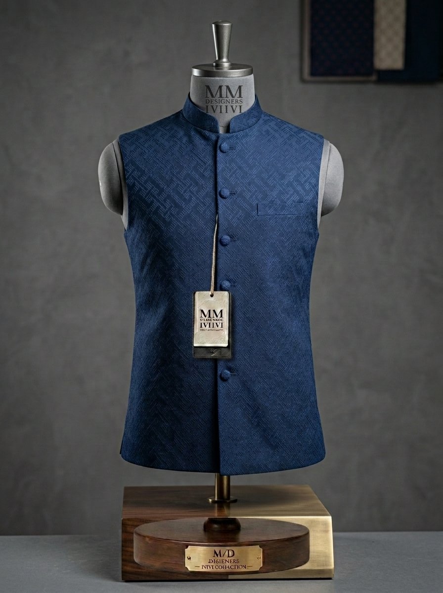 Navy blue Embroidered Waistcoat